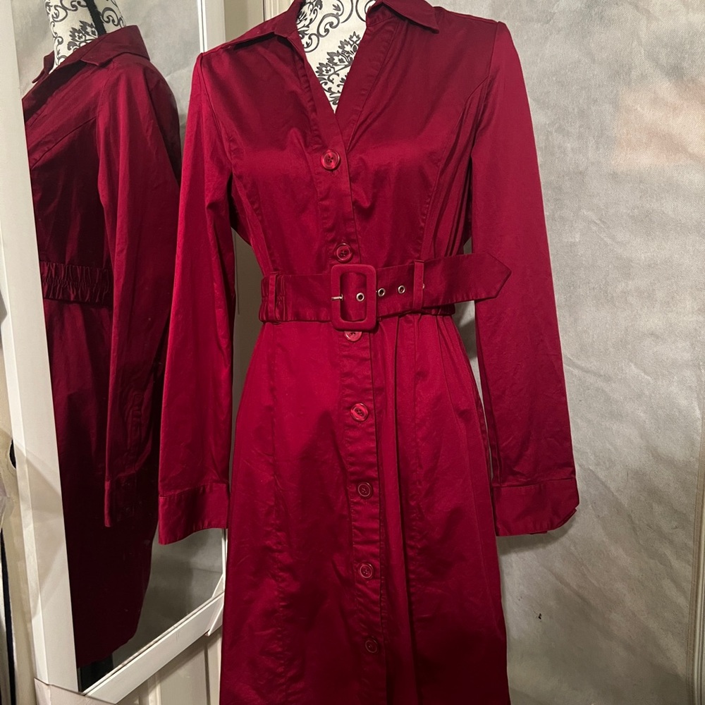 The Limited Red Belted Shirt Dress